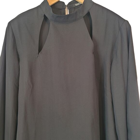 Boohoo- NWT- Black- puff sleeve blouse- size 8 - Picture 2 of 7